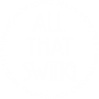 Das Logo der Dance Association All That Swing aus Salzburg. Es ist der Titelschriftzug, rund umrahmt von den Worten "Salzburg Swing Dance Association"